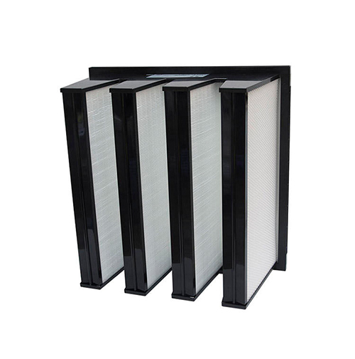 Medium efficiency V-bank combined filter on white background