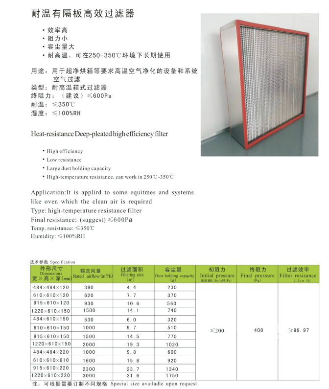 Separator HEPA Filters H11-H13 product image