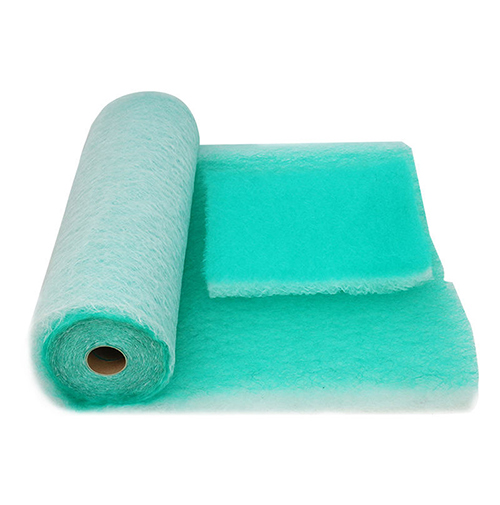 Paint booth primary filter cotton roll on white background